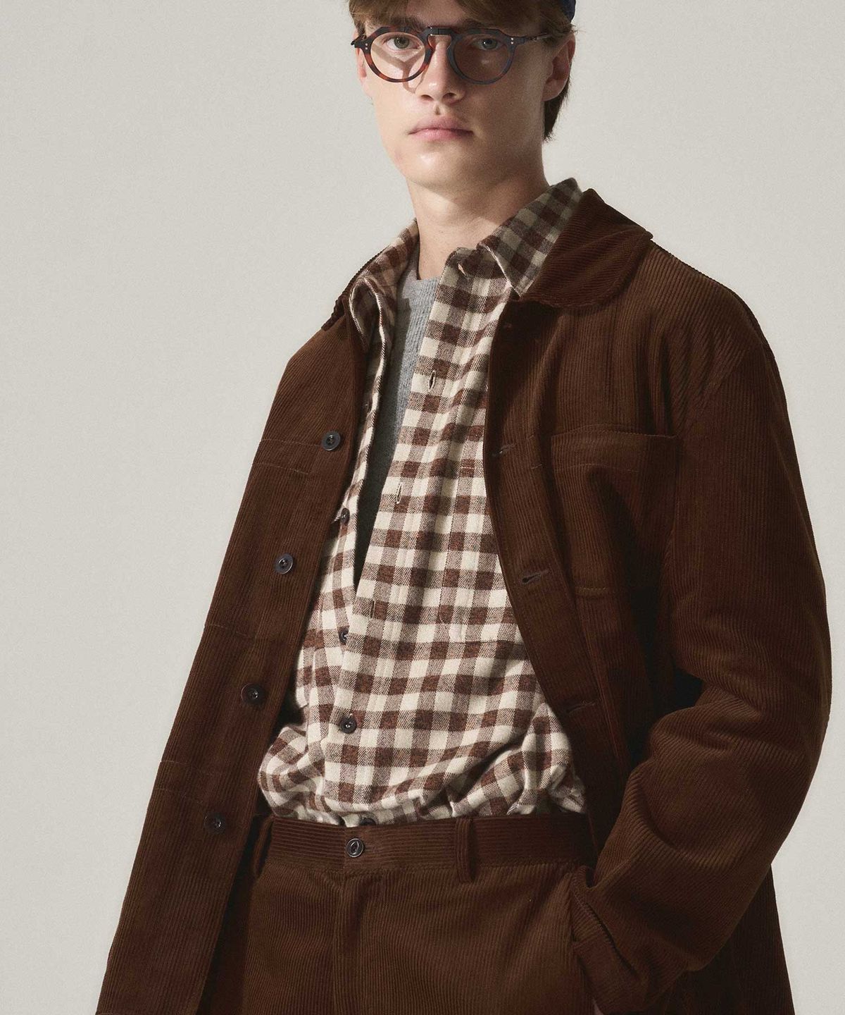 라이즈앤빌로우(RISE&BELOW) GINGHAM CHECK FLANNEL 유틸리티 오버 셔츠 BROWN GINGHAM