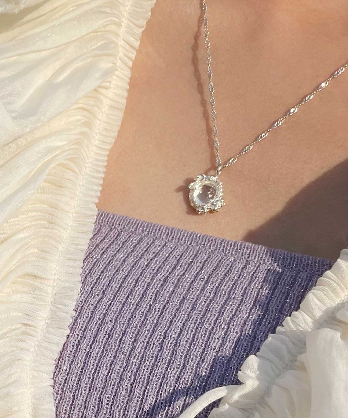 펄시(PERSY) PALETTE ROCK CRYSTAL SILVER NECKLACE