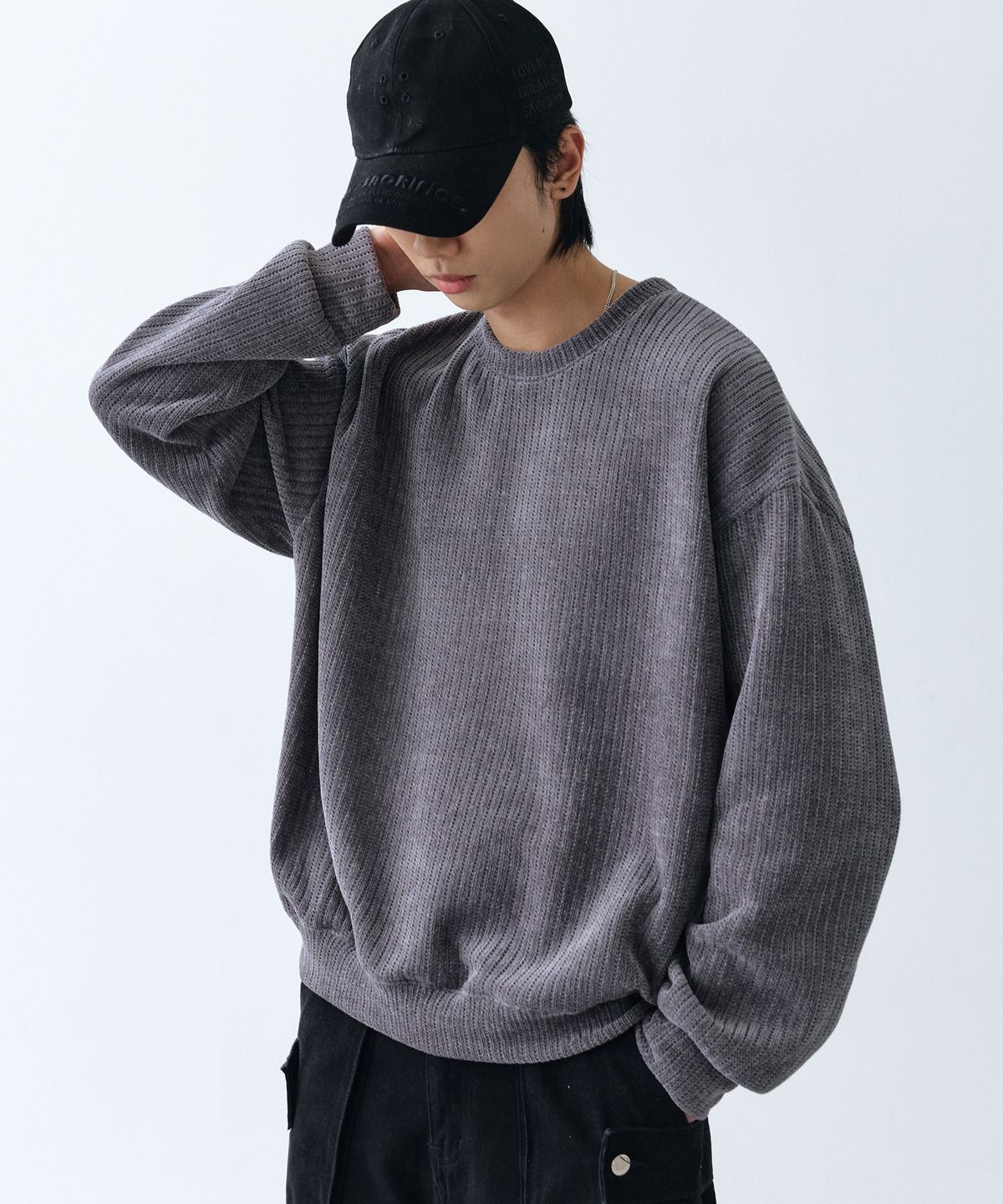 엘엑스티(LXT) 소프트 벨루아 코듀로이 맨투맨 [그레이]
