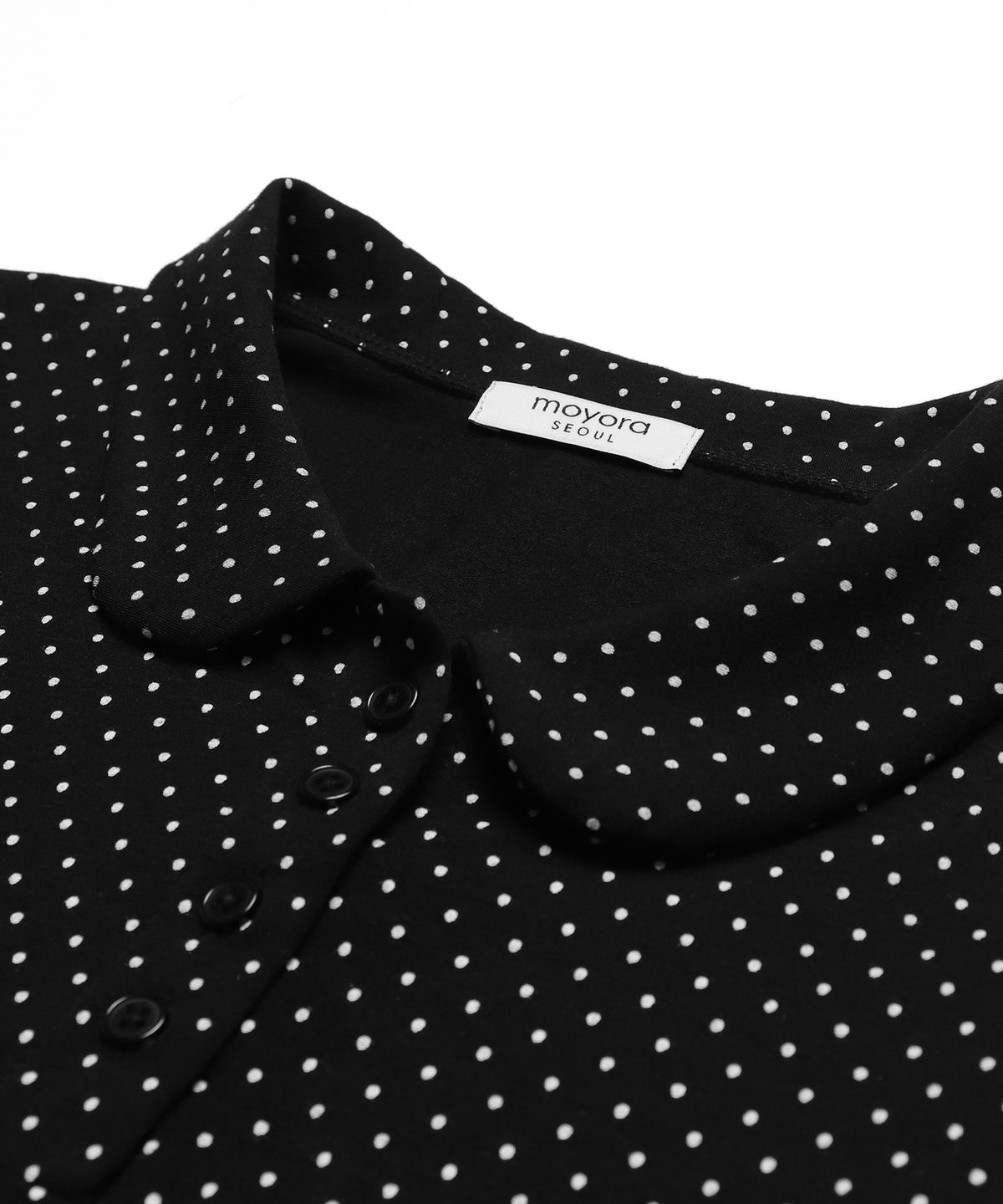 모요라(MOYORA) 도트 프릴 롱슬리브 셔츠 블라우스 [블랙]