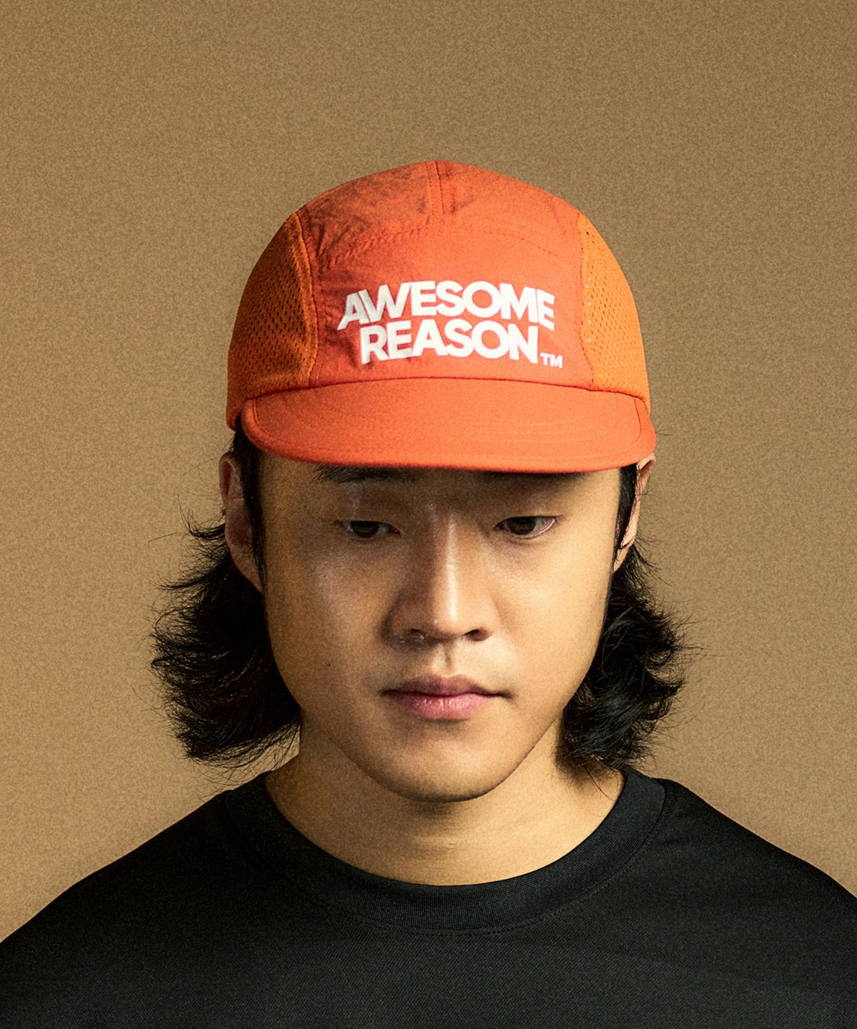 어썸리즌(AWESOME REASON) 5패널 라이트 러닝캡 오렌지