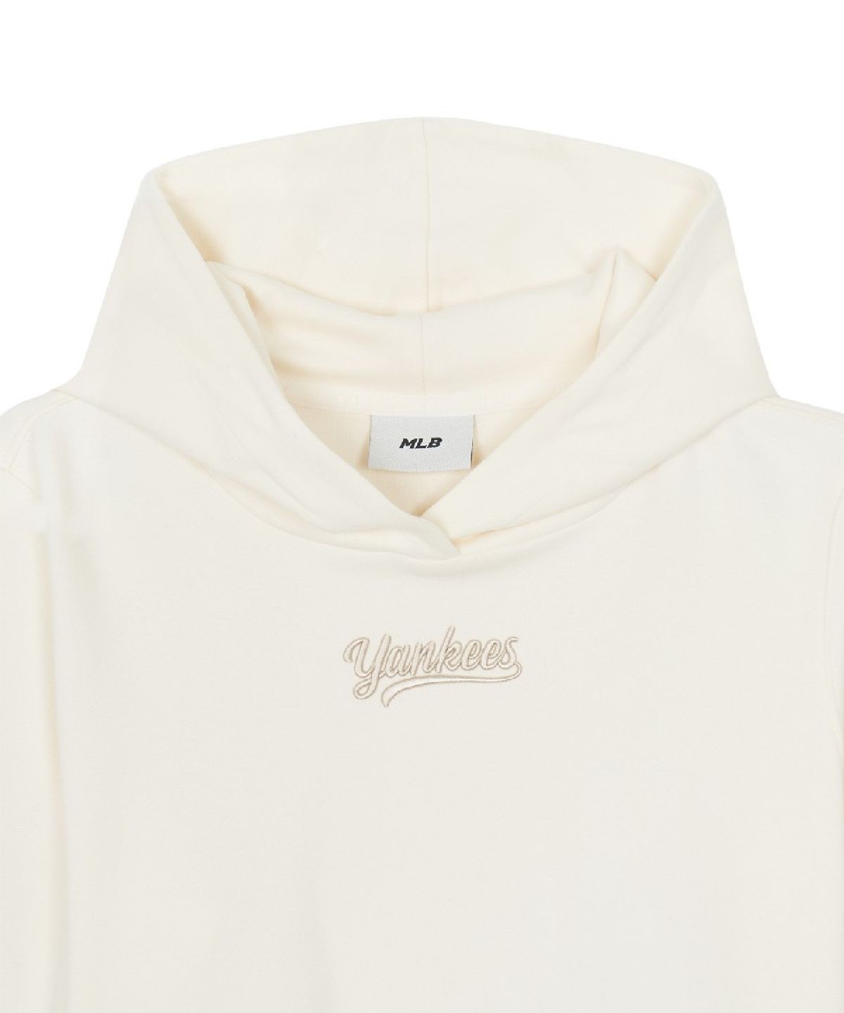 엠엘비(MLB) 여성 베이직 레터링 크롭 후드티 NY (Cream)