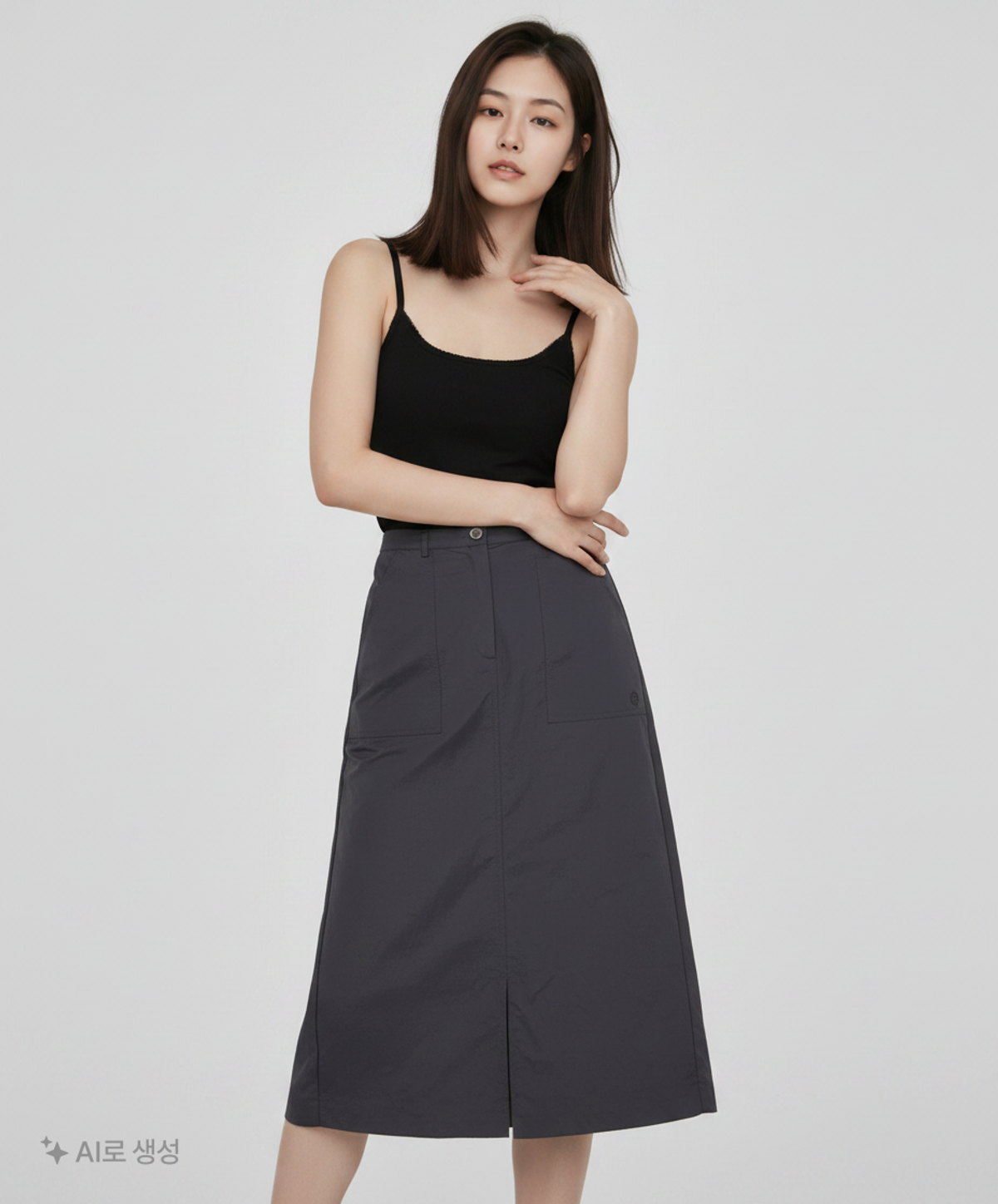 시야쥬(SIYAZU) SIST9035 나일론 반밴딩 스커트_Black 1