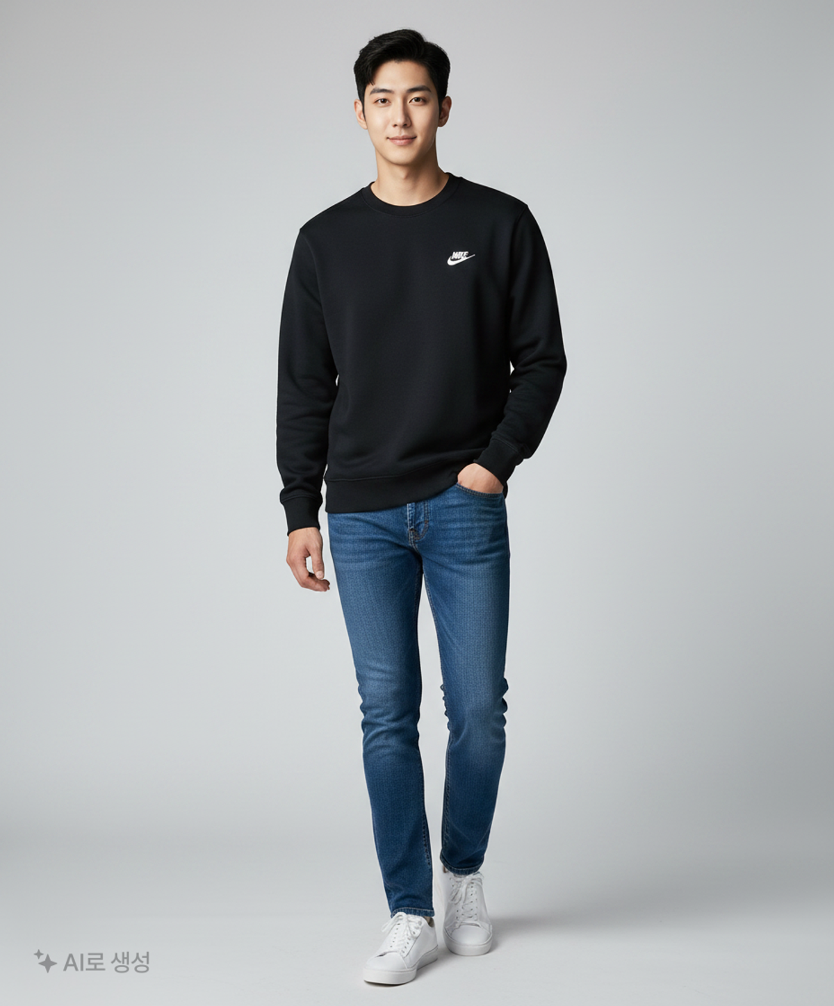 나이키(NIKE) 스포츠웨어 클럽 프렌치 테리 크루 M - 블랙:화이트 / BV2667-010 95