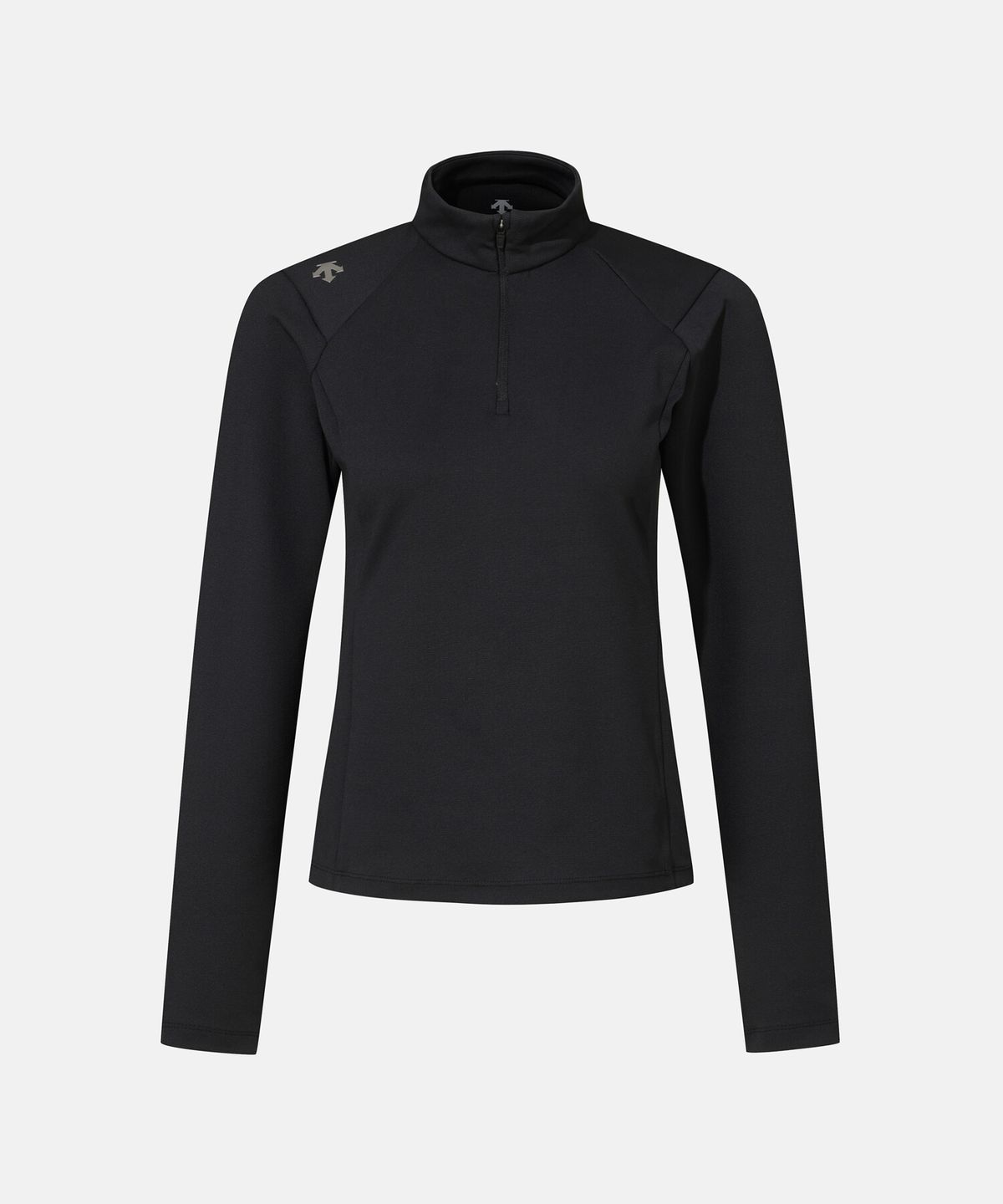 데상트(DESCENTE) 여성 약기모 하프집 슬림핏 긴팔 티셔츠 블랙 SR322PTL83