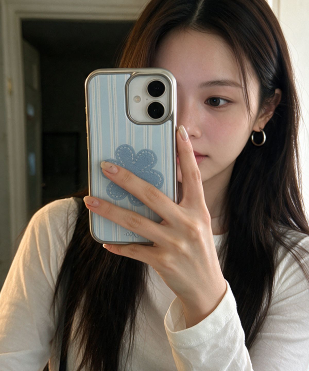 오누(ONU) [아이폰 전기종] 패치 디자인 실버 에폭시케이스