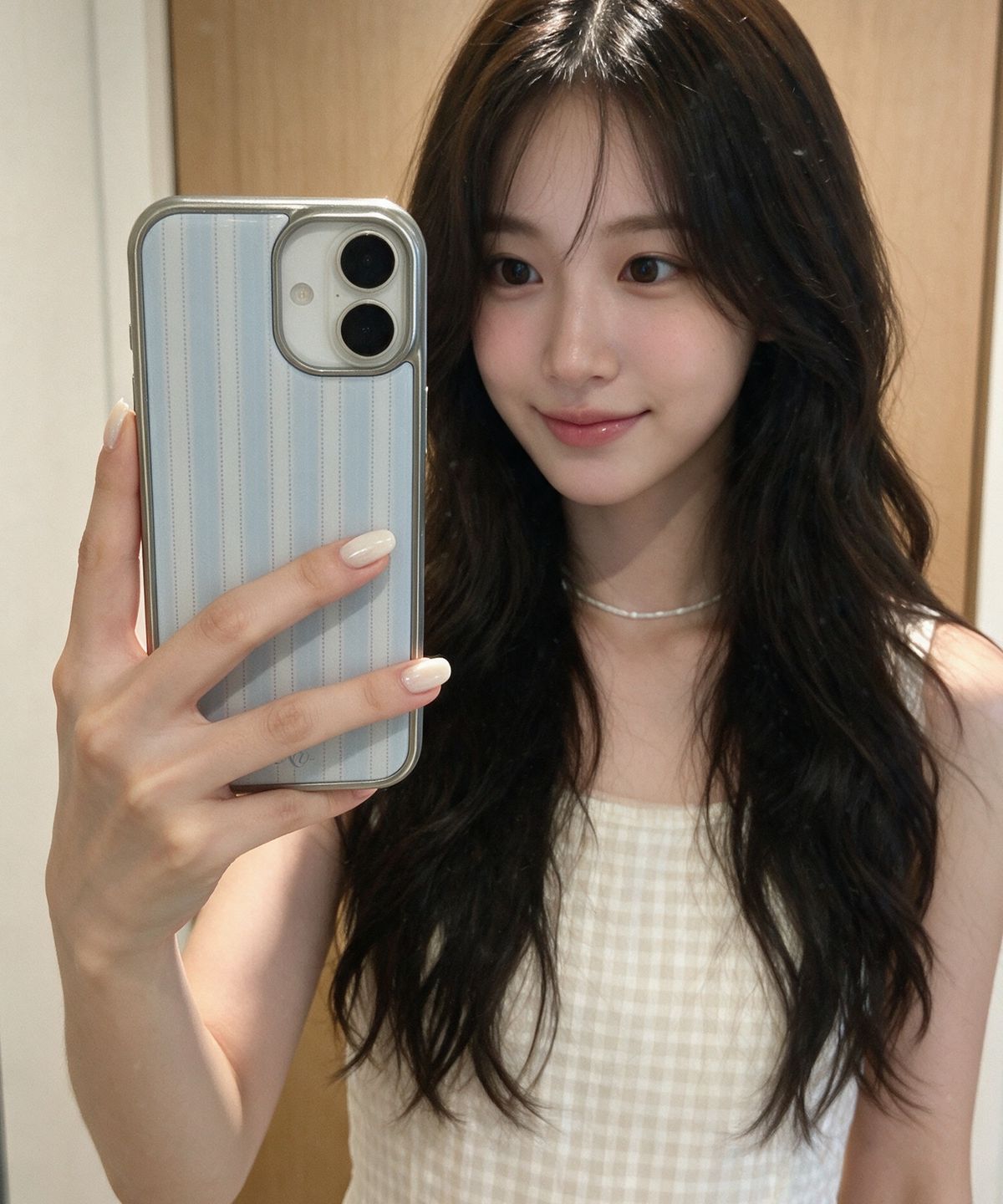 오누(ONU) [아이폰 전기종/18프로/18프로맥스] 소프트블루 디자인 실버 에폭시 케이스