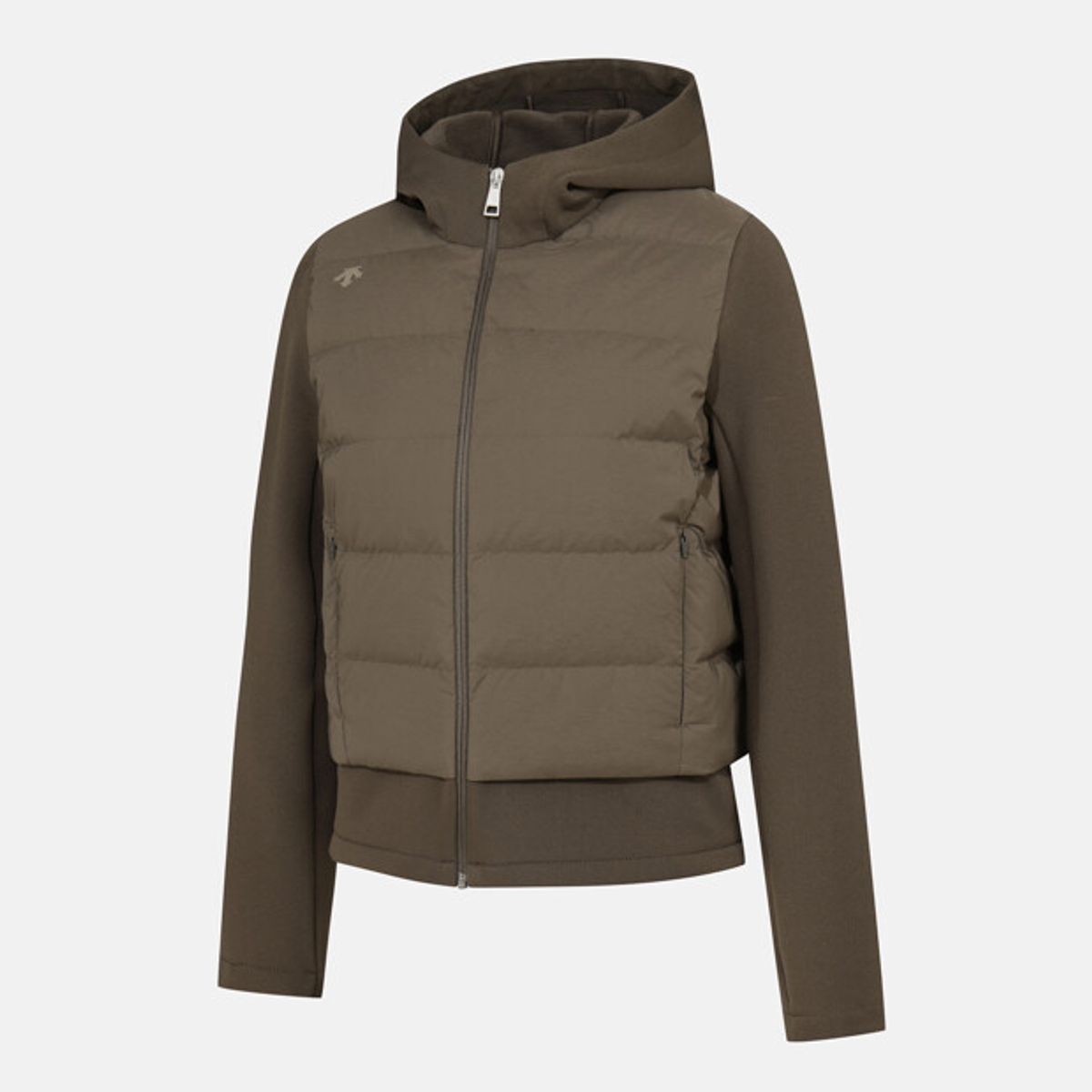 데상트(DESCENTE) 여성 경량 기모 덕다운 하이브리드 자켓 다크 브라운 SR322PFT91