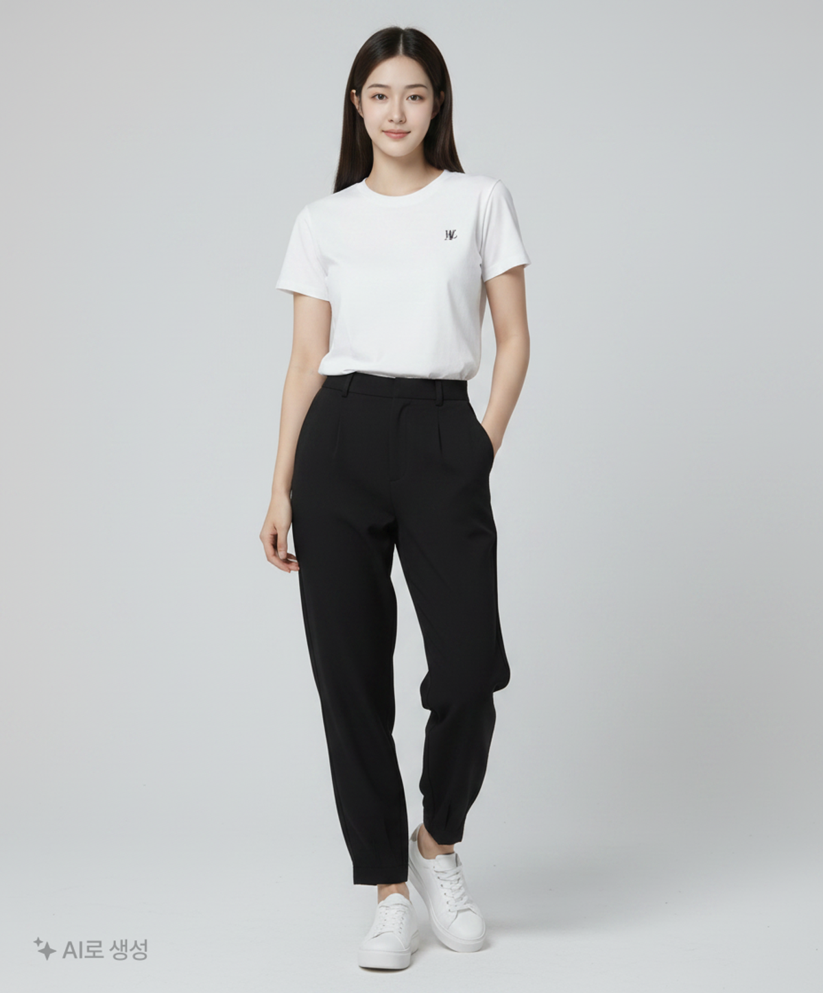 우알롱(WOOALONG) Signature soft slim line T-shirt - WHITE S