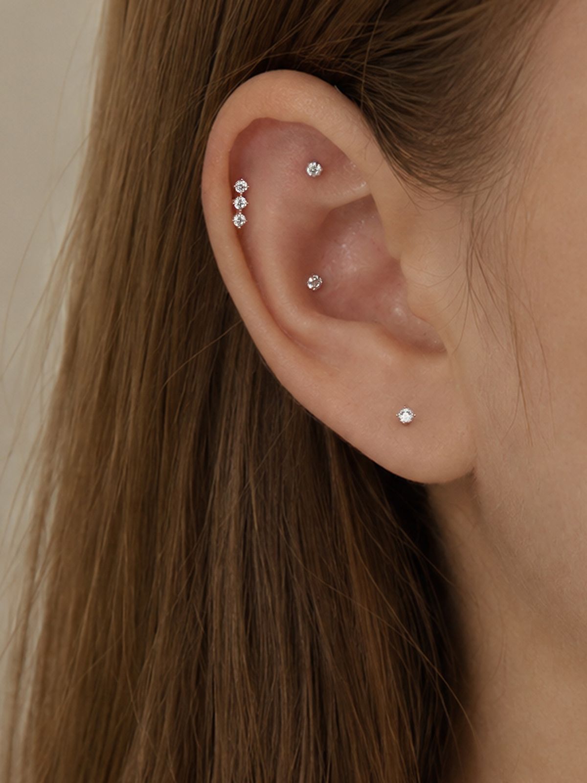 미니멀피어싱(MINIMALPIERCING) 14K 밸런스 트리오 피어싱 귀걸이