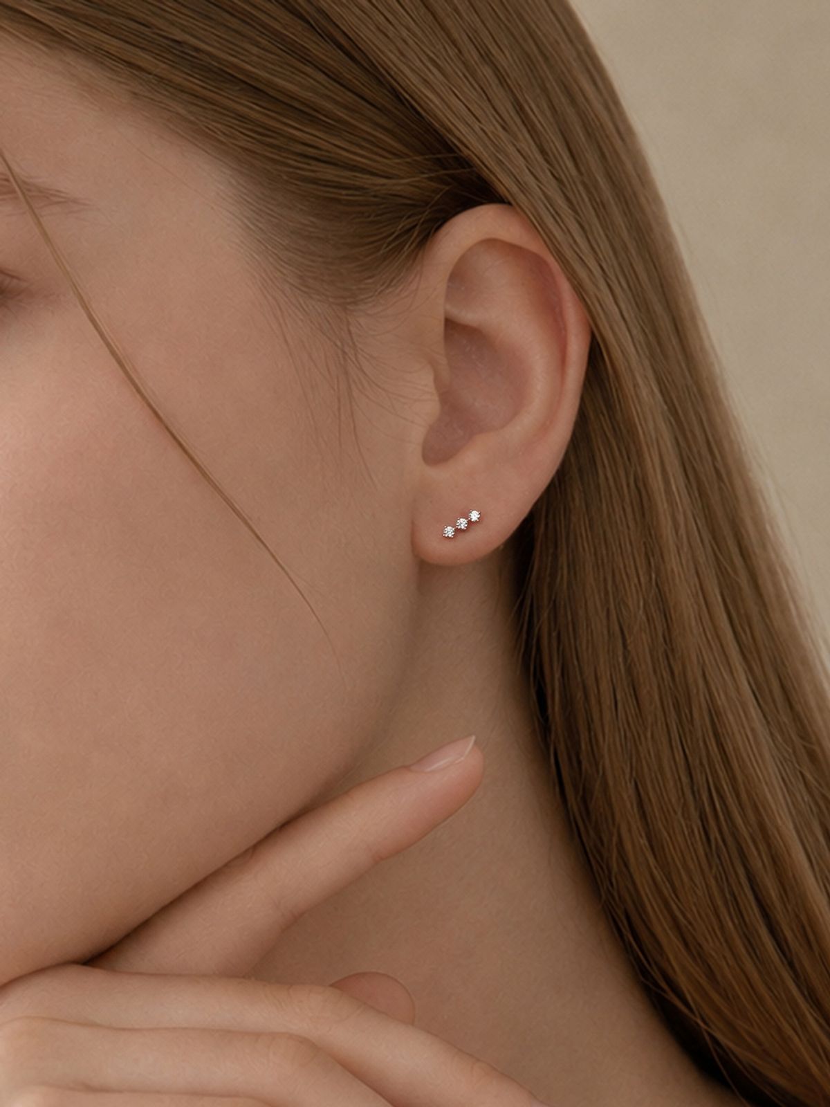 미니멀피어싱(MINIMALPIERCING) 14K 밸런스 트리오 피어싱 귀걸이
