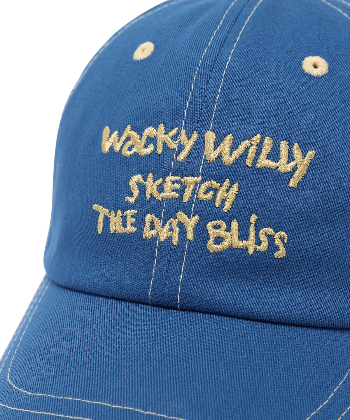 와키윌리(WACKY WILLY) 스티치 타이포 볼캡 블루