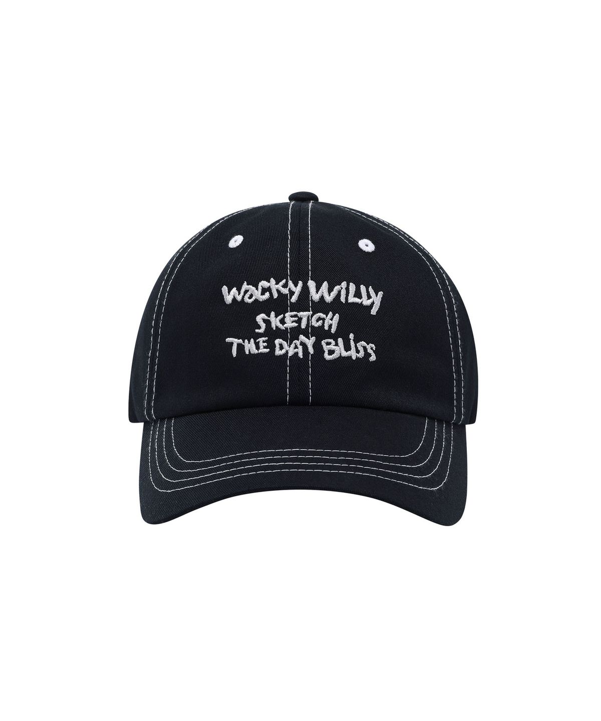 와키윌리(WACKY WILLY) 스티치 타이포 볼캡 블랙