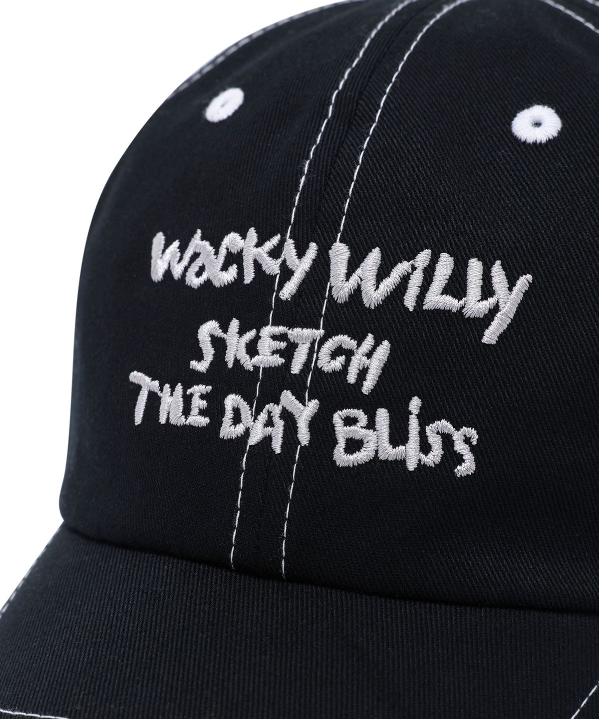 와키윌리(WACKY WILLY) 스티치 타이포 볼캡 블랙