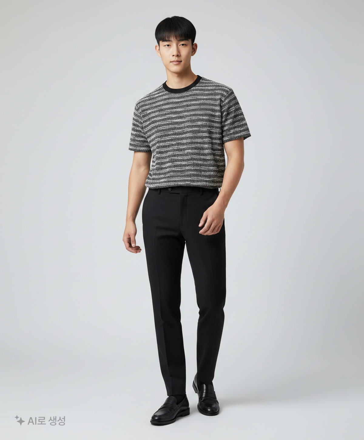 메종미네드(MAISON MINED) [2STYLE] MIXED BOUCLE KNIT HALF SLEEVE BLACK M