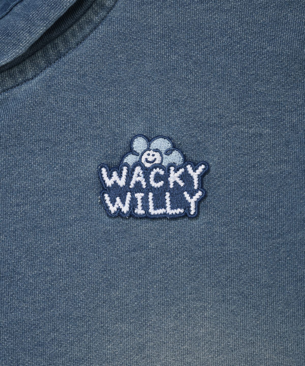 와키윌리(WACKY WILLY) 우먼스 오버핏 데님워싱 후드집업 블루