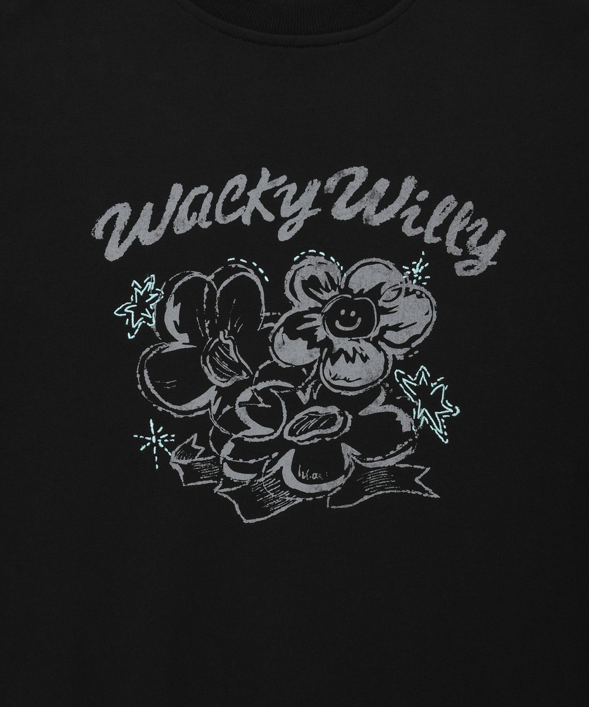 와키윌리(WACKY WILLY) 우먼스 빅릴리 그래픽 맨투맨 블랙