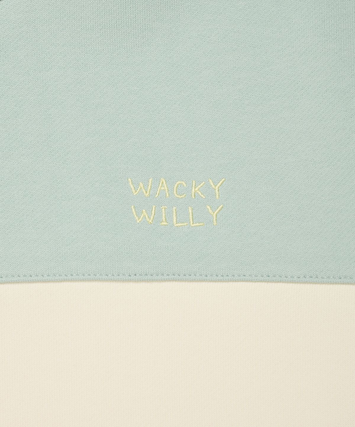 와키윌리(WACKY WILLY) 우먼스 배색 카라 하프집업 크림
