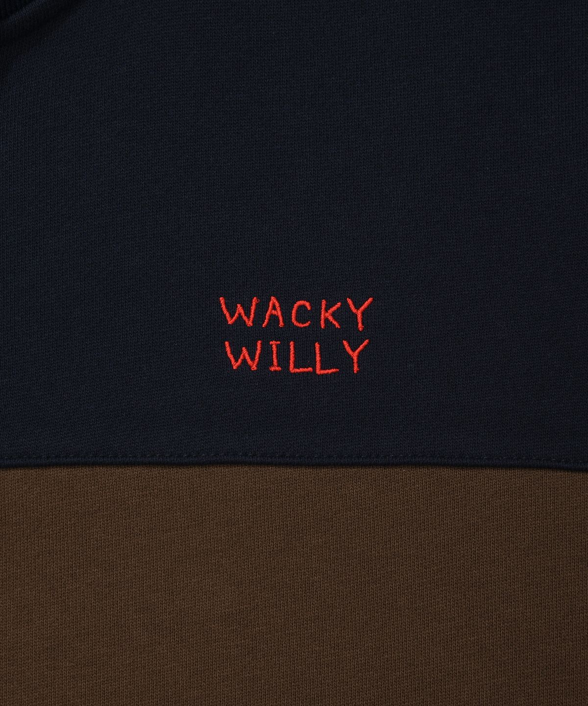 와키윌리(WACKY WILLY) 우먼스 배색 카라 하프집업 브라운
