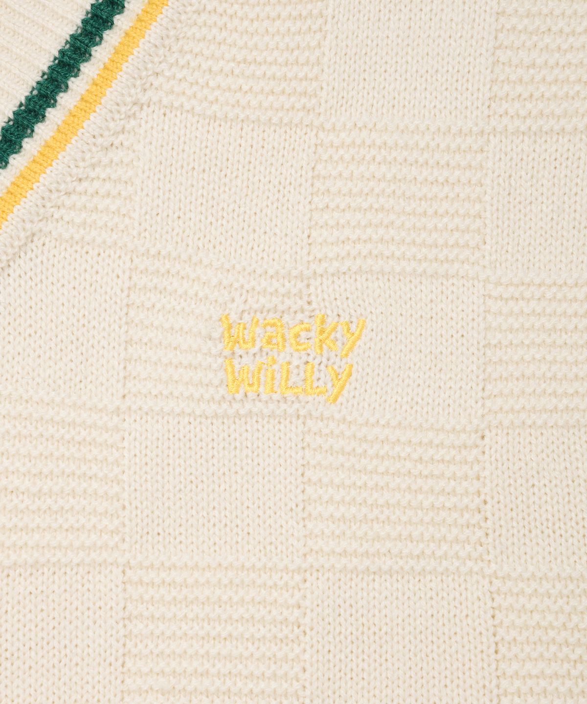 와키윌리(WACKY WILLY) 브이넥 니트 베스트 크림