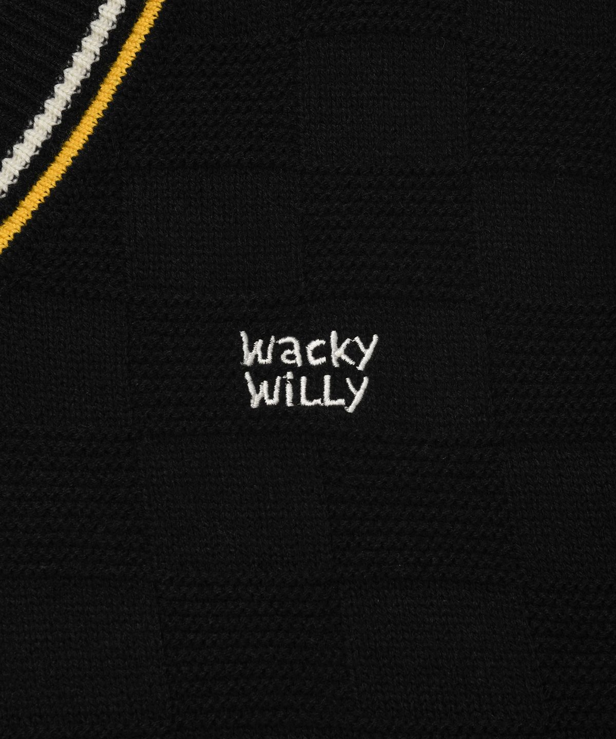 와키윌리(WACKY WILLY) 브이넥 니트 베스트 블랙