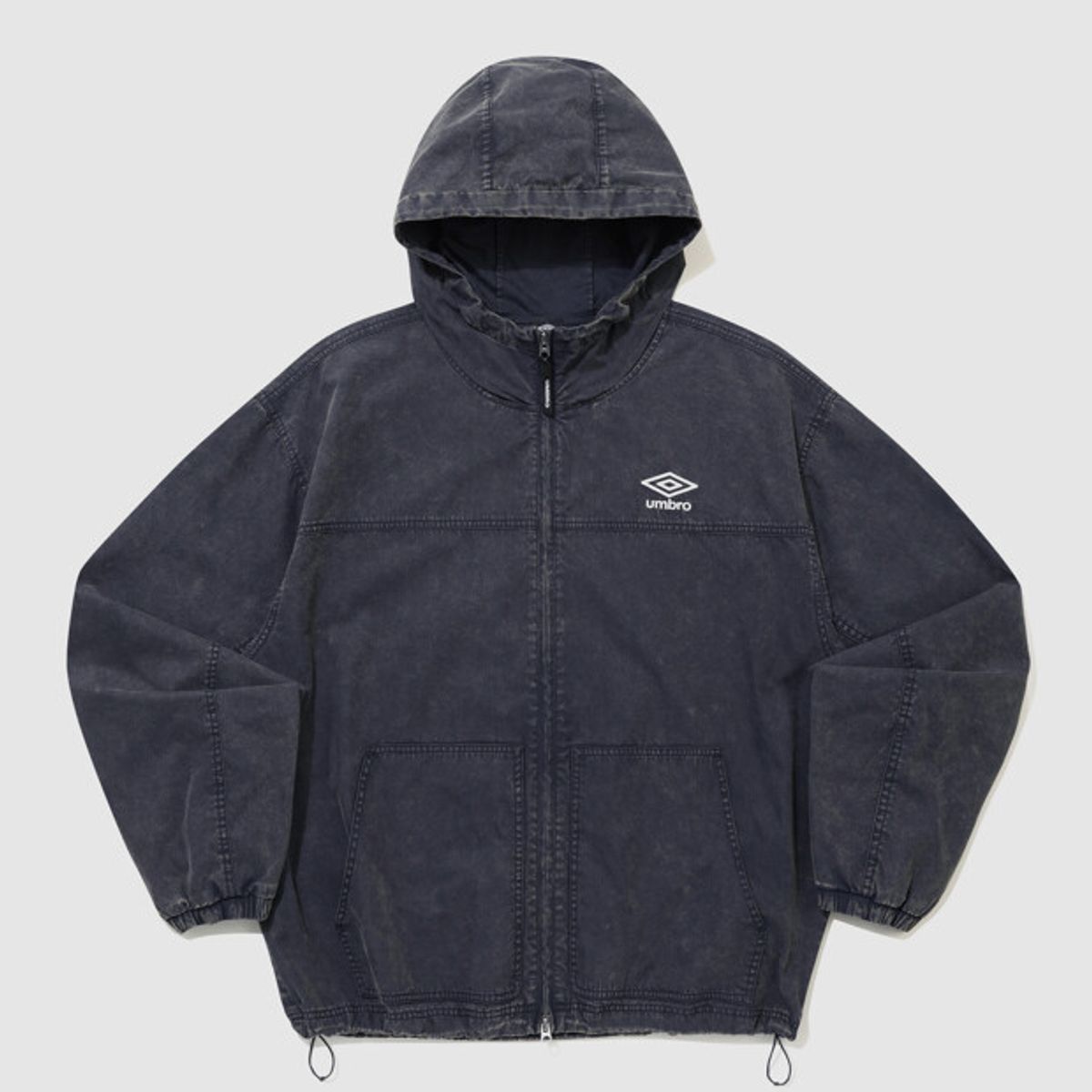 엄브로(UMBRO) DISTRICT11 후드형 워싱 바람막이 자켓 네이비 UR324CJK90