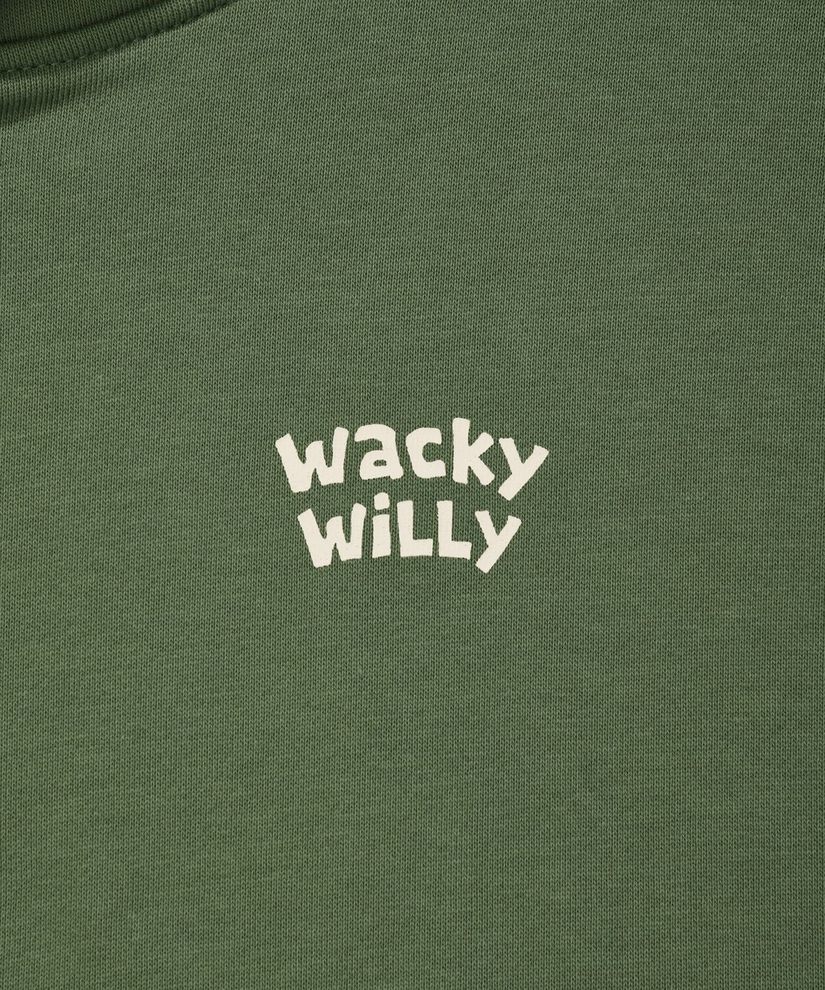 와키윌리(WACKY WILLY) 백 프린팅 아치 레터링 후드 그린