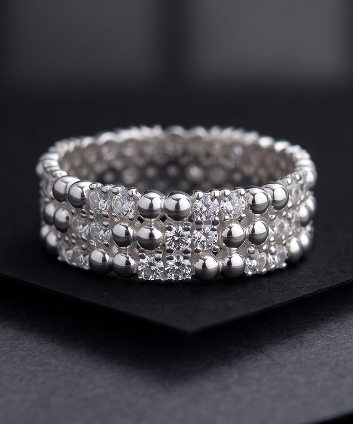 엘렌쥬얼리(HELENE JEWELRY) 실버 Silver 925 트리플 크로스 큐빅 레이어드 미스 링 은 반지