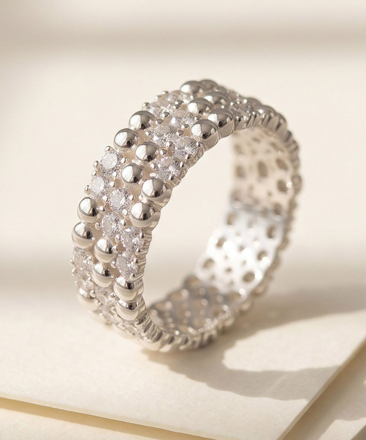 엘렌쥬얼리(HELENE JEWELRY) 실버 Silver 925 트리플 크로스 큐빅 레이어드 미스 링 은 반지