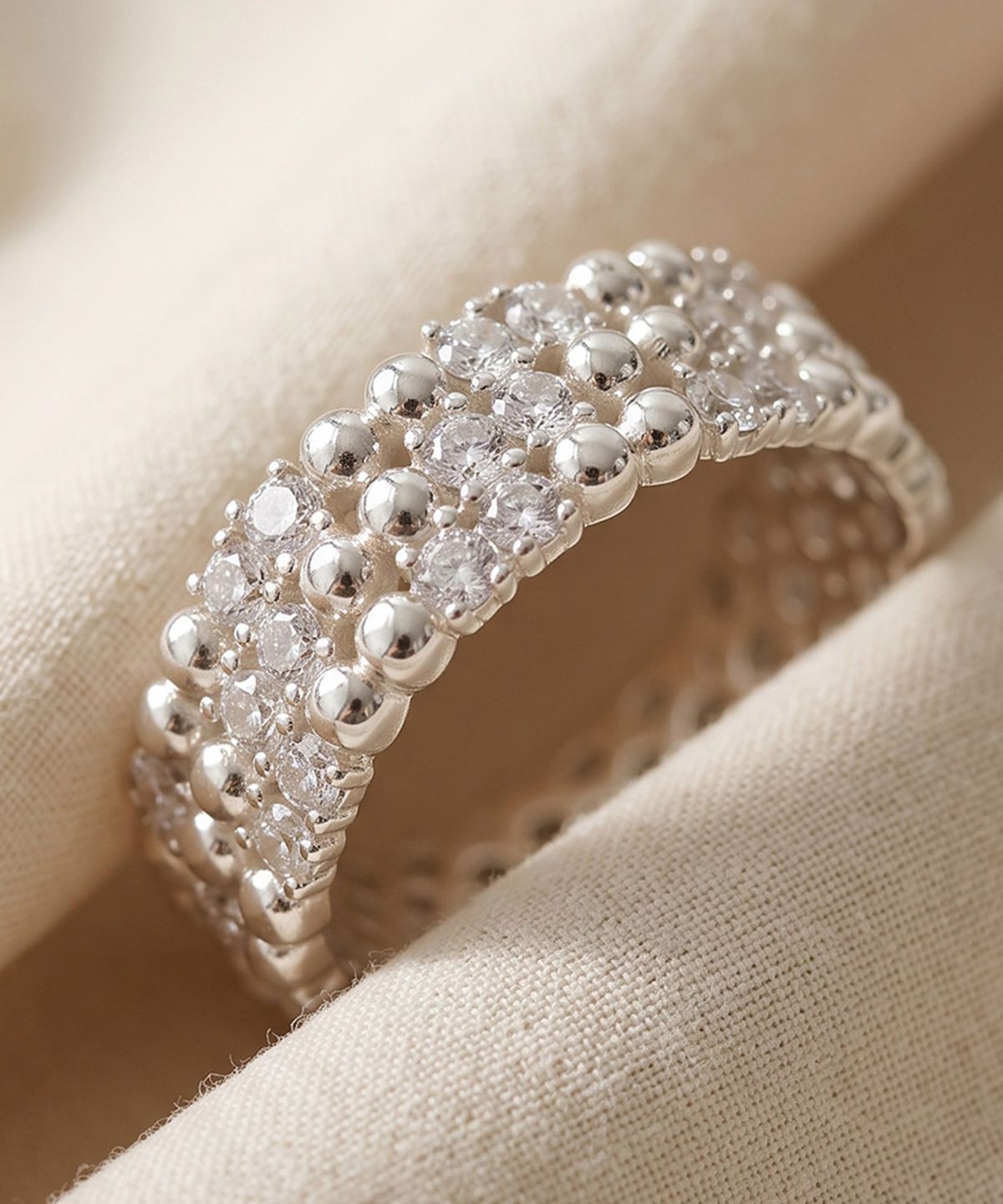 엘렌쥬얼리(HELENE JEWELRY) 실버 Silver 925 트리플 크로스 큐빅 레이어드 미스 링 은 반지