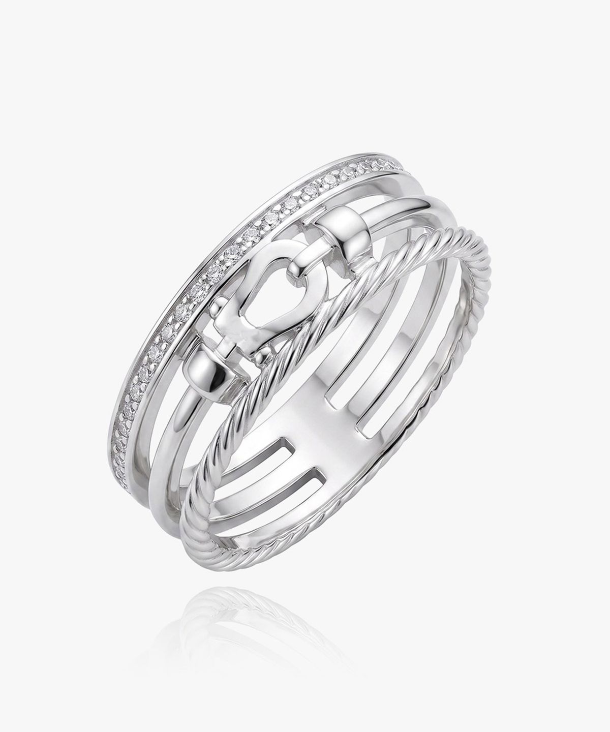 엘렌쥬얼리(HELENE JEWELRY) 실버 Silver 925 트리플 라인 말발굽 미스 링 은 반지