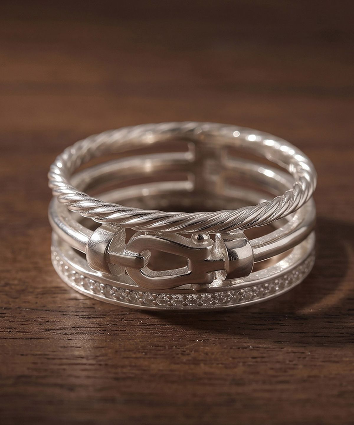 엘렌쥬얼리(HELENE JEWELRY) 실버 Silver 925 트리플 라인 말발굽 미스 링 은 반지