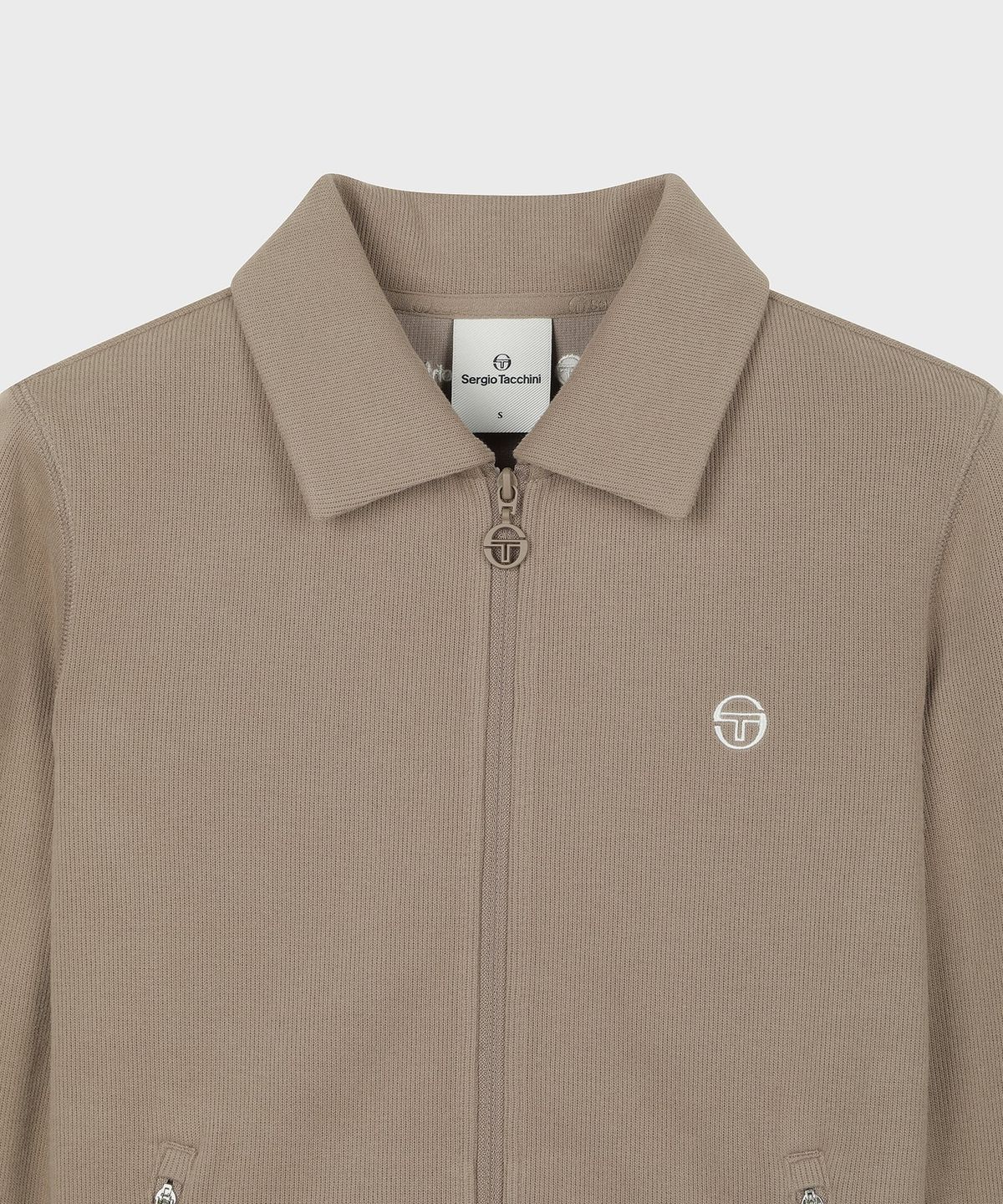 세르지오 타키니(SERGIO TACCHINI) W 골지 니트라이크 슬림핏 트레이닝 집업 (D.Sand)