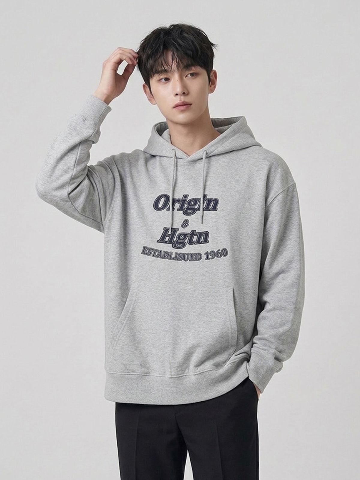 행텐(HANGTEN) 공용 더블페이스 아플리케 그래픽 후드티셔츠_055(10580-031-611-69)