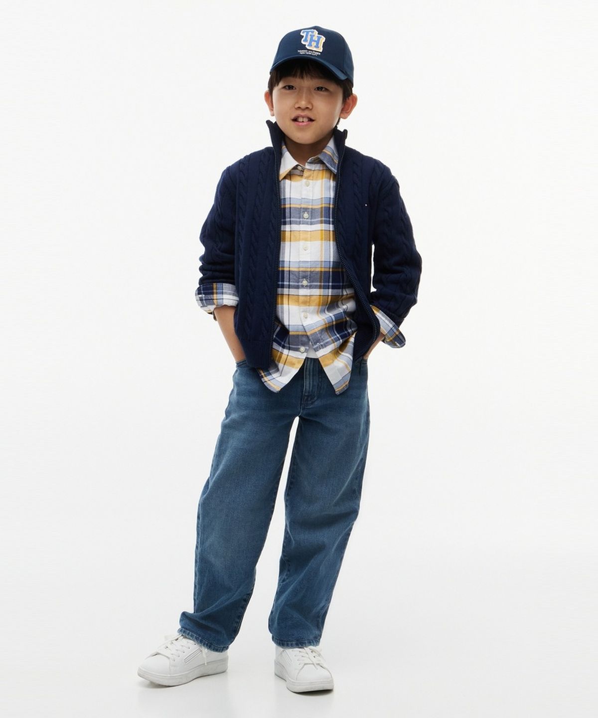 타미힐피거 키즈(TOMMY HILFIGER KIDS) 코튼 케이블 집업 가디건
