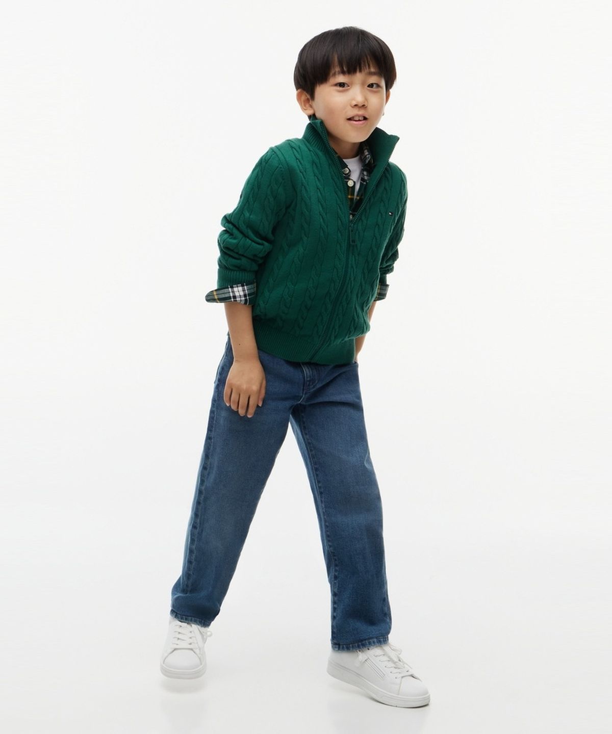 타미힐피거 키즈(TOMMY HILFIGER KIDS) 코튼 케이블 집업 가디건
