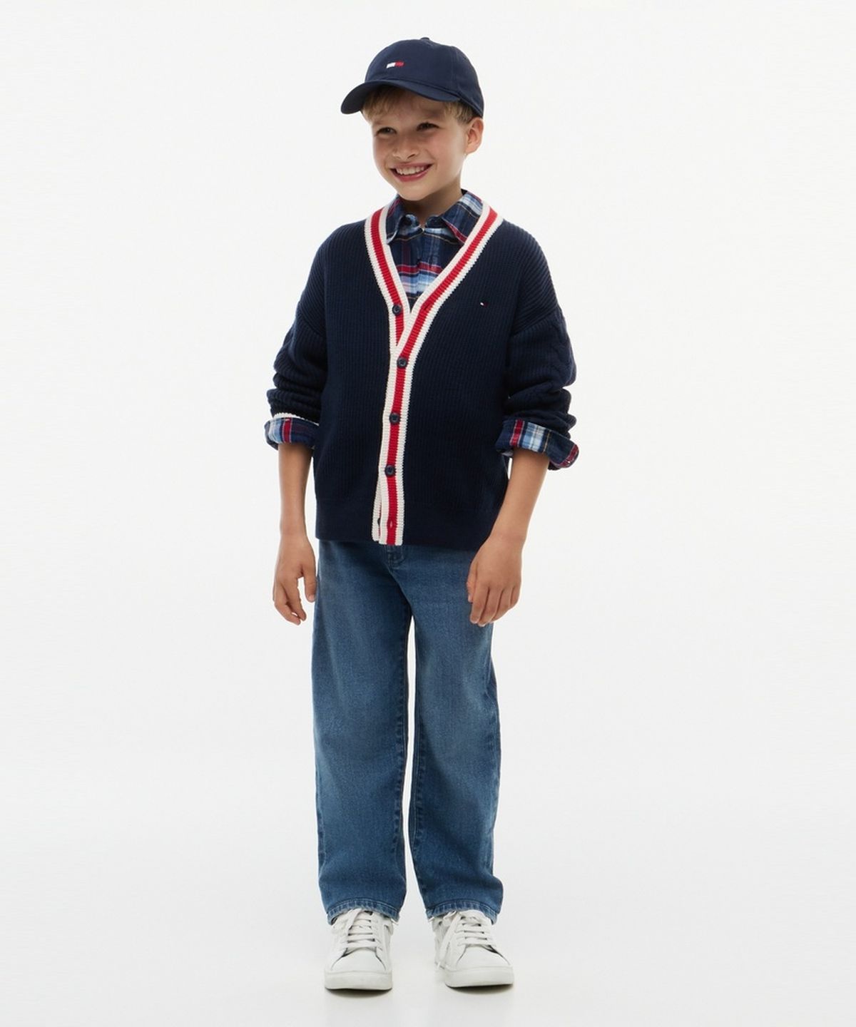 타미힐피거 키즈(TOMMY HILFIGER KIDS) 티핑 브이넥 케이블 가디건