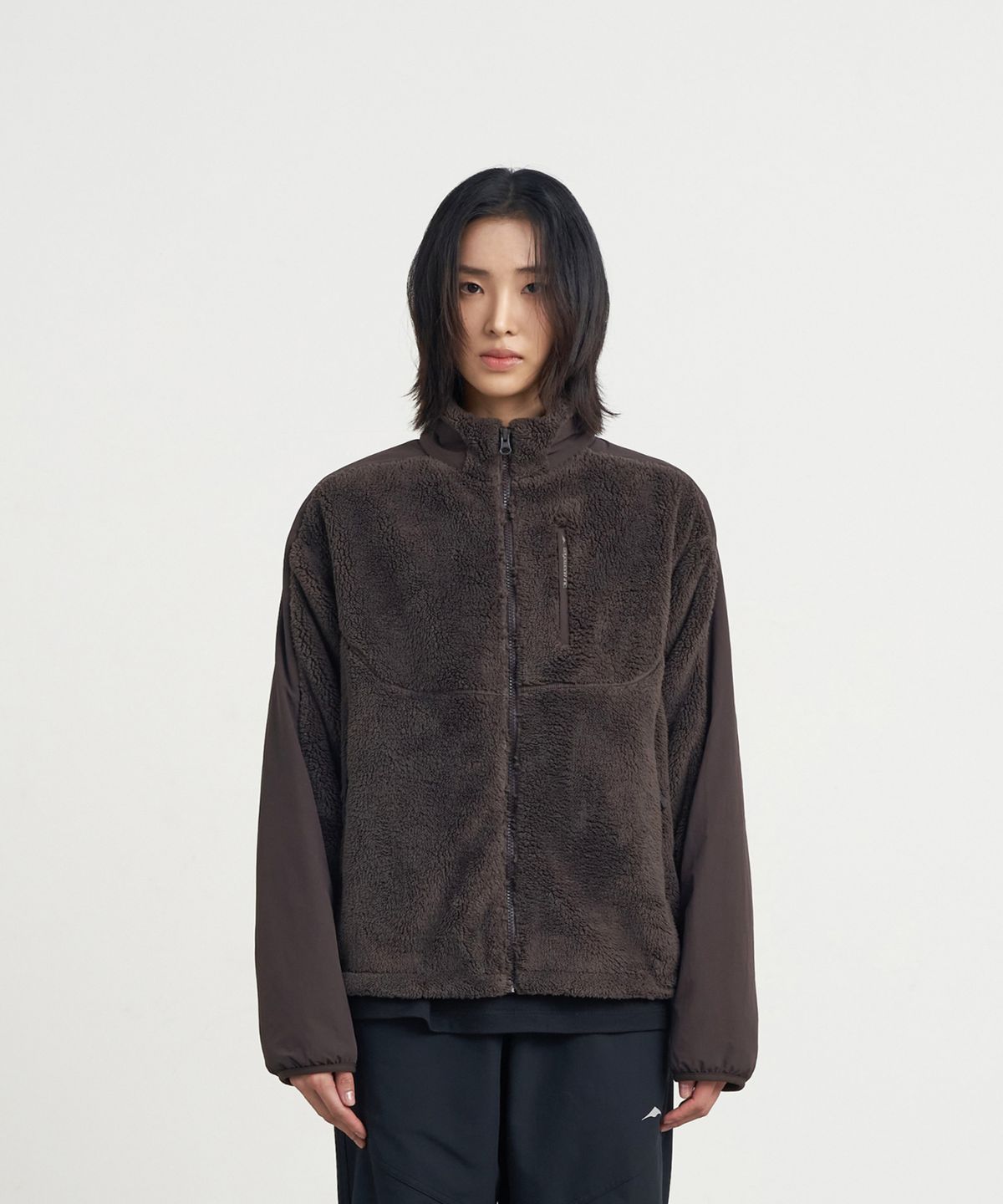 고요웨어(GOYOWEAR) 나일론 쉬어 플리스 자켓 (브라운 그레이)