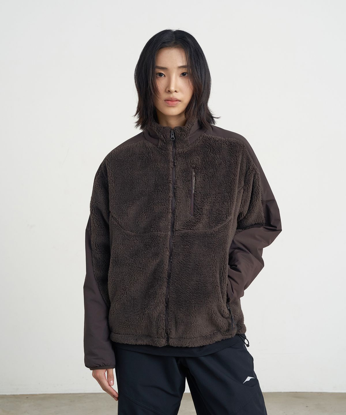 고요웨어(GOYOWEAR) 나일론 쉬어 플리스 자켓 (브라운 그레이)