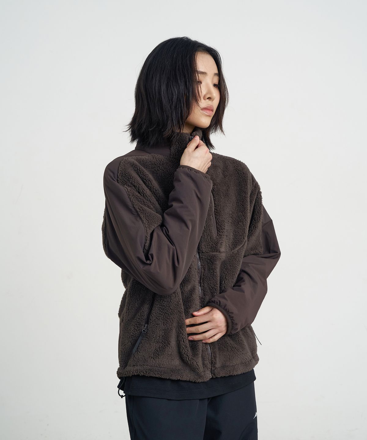 고요웨어(GOYOWEAR) 나일론 쉬어 플리스 자켓 (브라운 그레이)