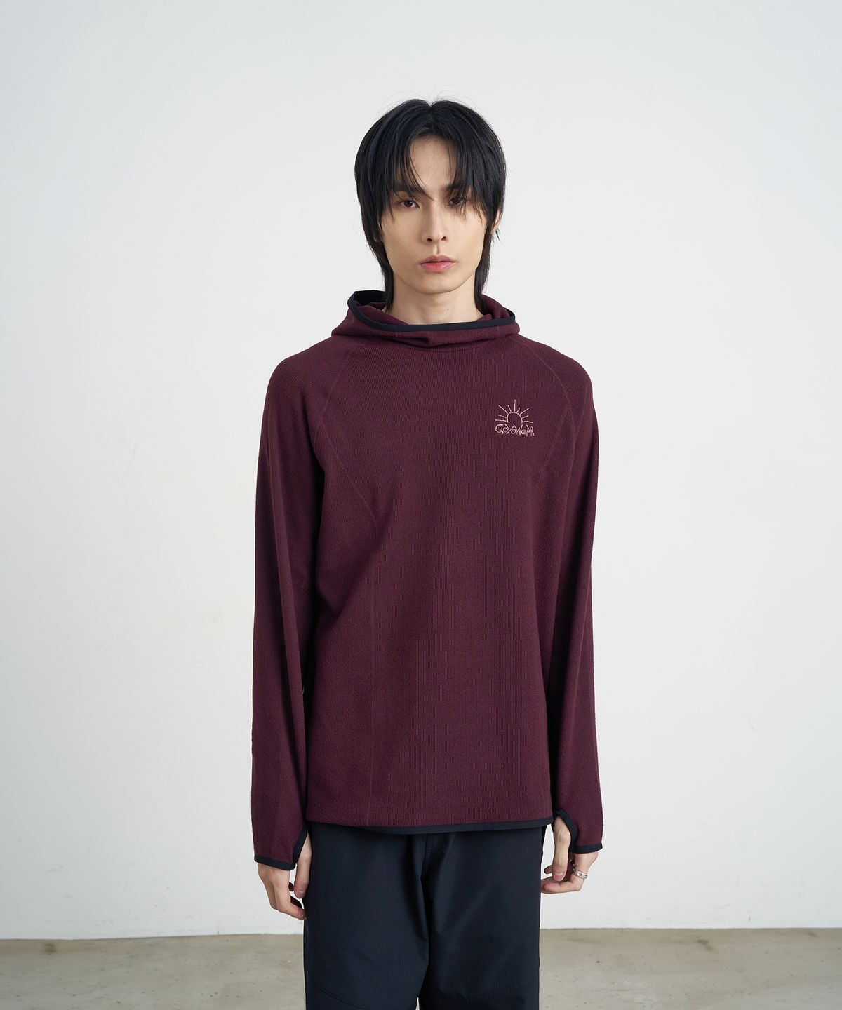 고요웨어(GOYOWEAR) 릴렉스드 와플 니트 후디 (퍼플)