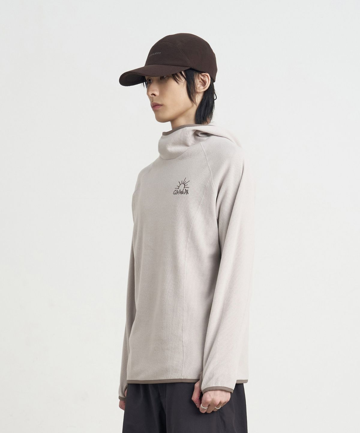 고요웨어(GOYOWEAR) 릴렉스드 와플 니트 후디 (라이트 그레이)