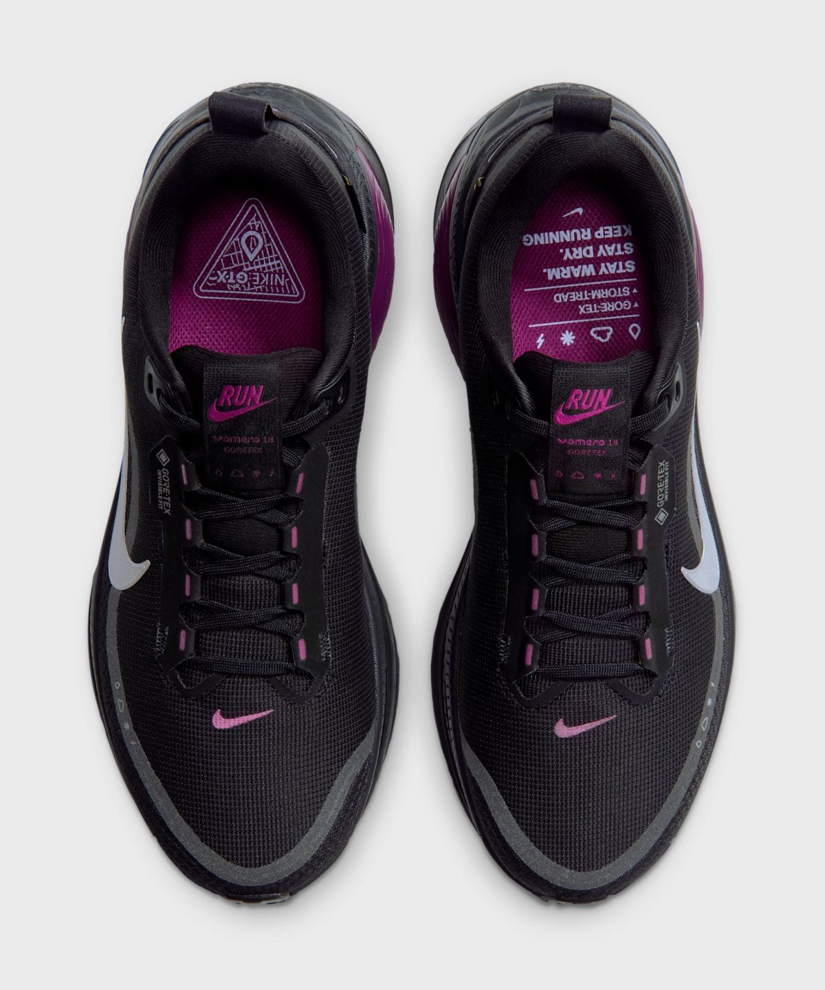 나이키(NIKE) 보메로 18 GORE-TEX W - 블랙:트루 베리:퍼플 펄스:메탈릭 실버 / HQ7002-005