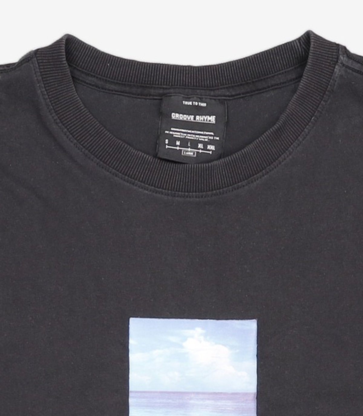 그루브라임(GROOVE RHYME) 2018 BEACH PHOTO PRINT T-SHIRTS (BLACK) [GTS054G23BK] L