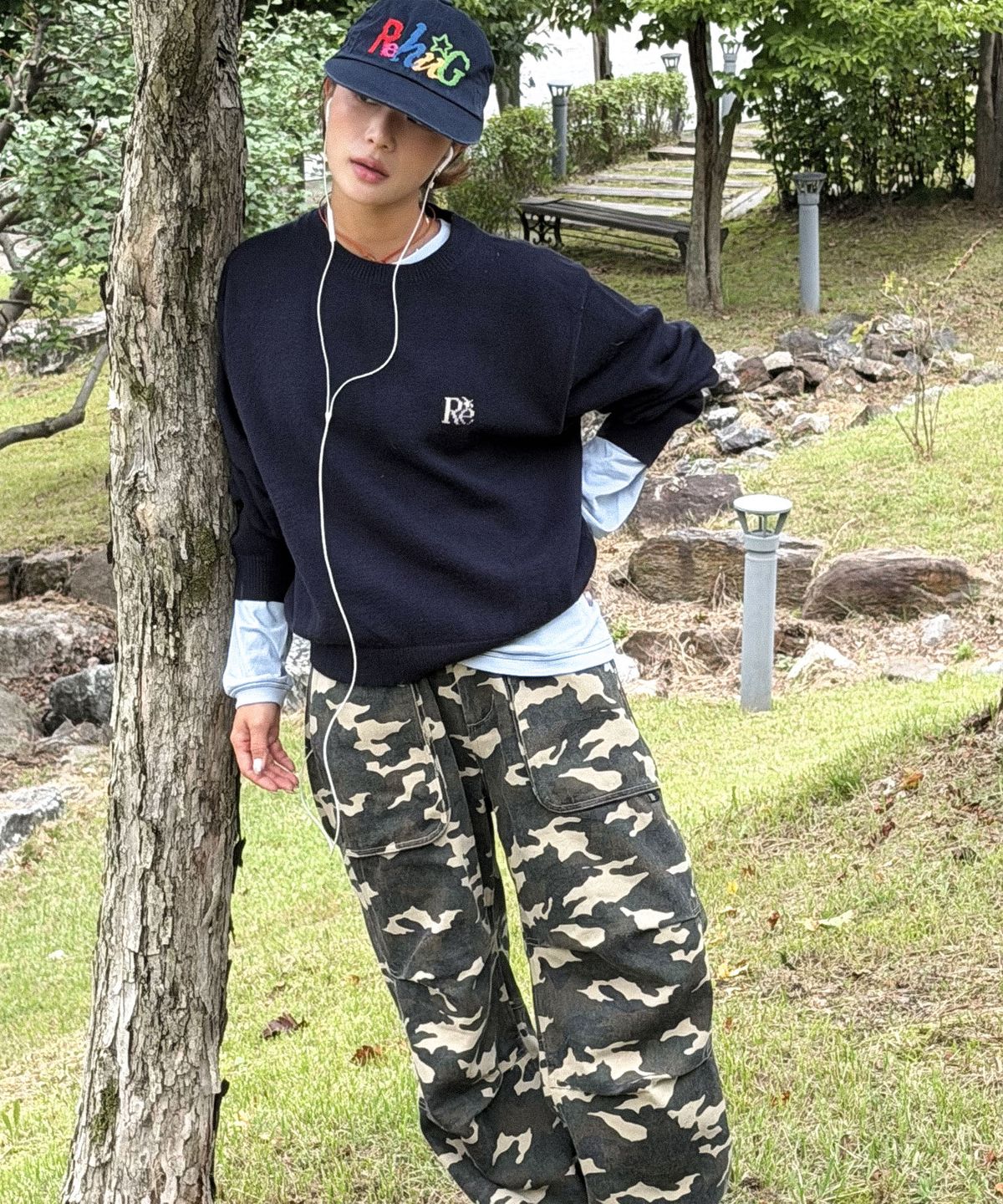 유니버스 가먼트(UNIVERSE GARMENT) 워시드 와이드 퍼티그 팬츠_CAMOUFLAGE