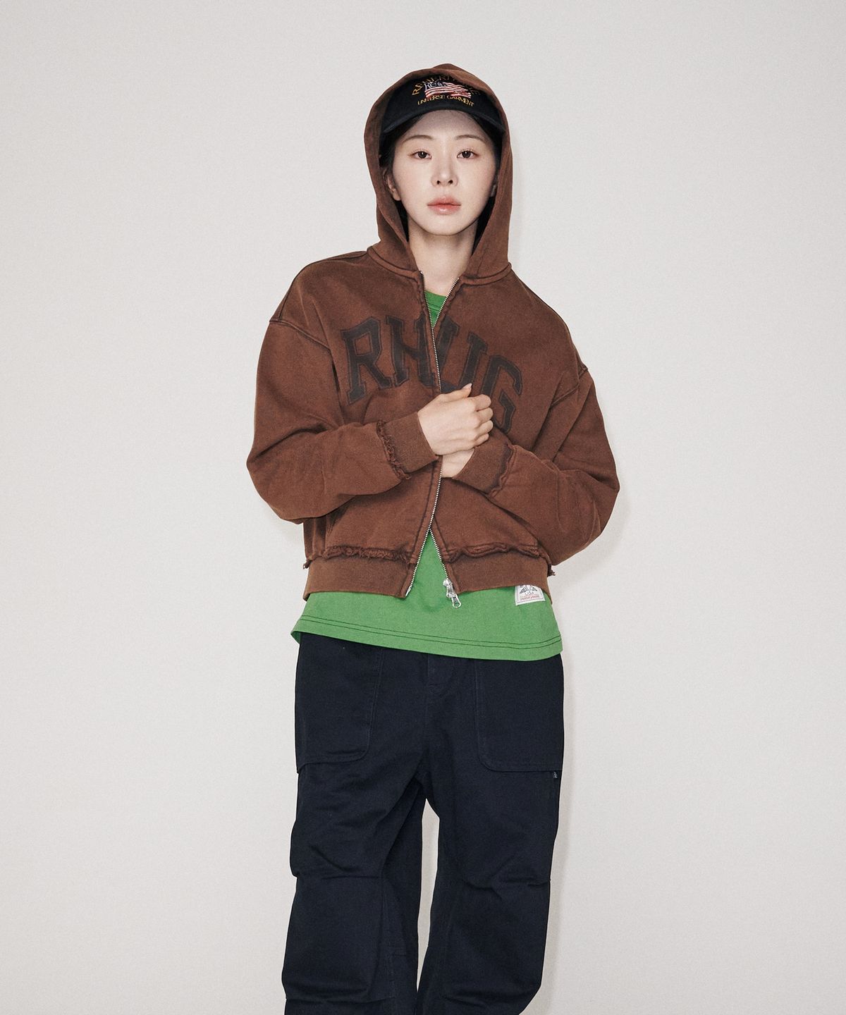 유니버스 가먼트(UNIVERSE GARMENT) 워시드 빈티지 후드 집업_BROWN