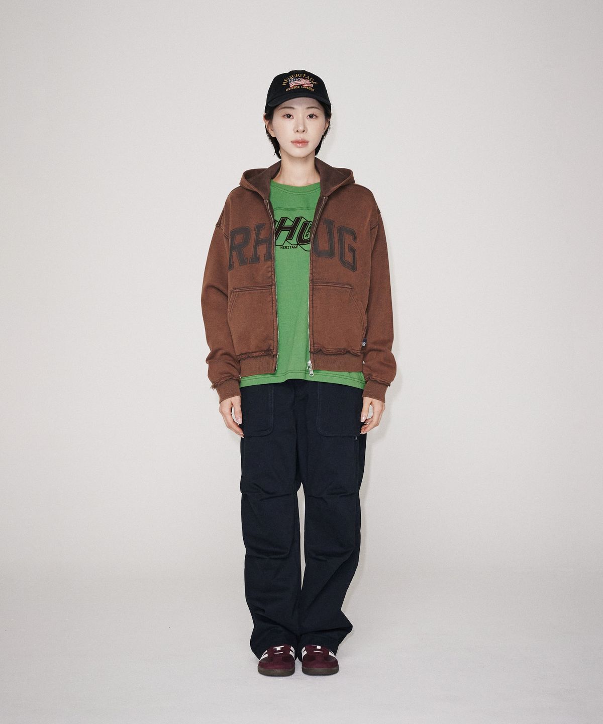 유니버스 가먼트(UNIVERSE GARMENT) 워시드 빈티지 후드 집업_BROWN