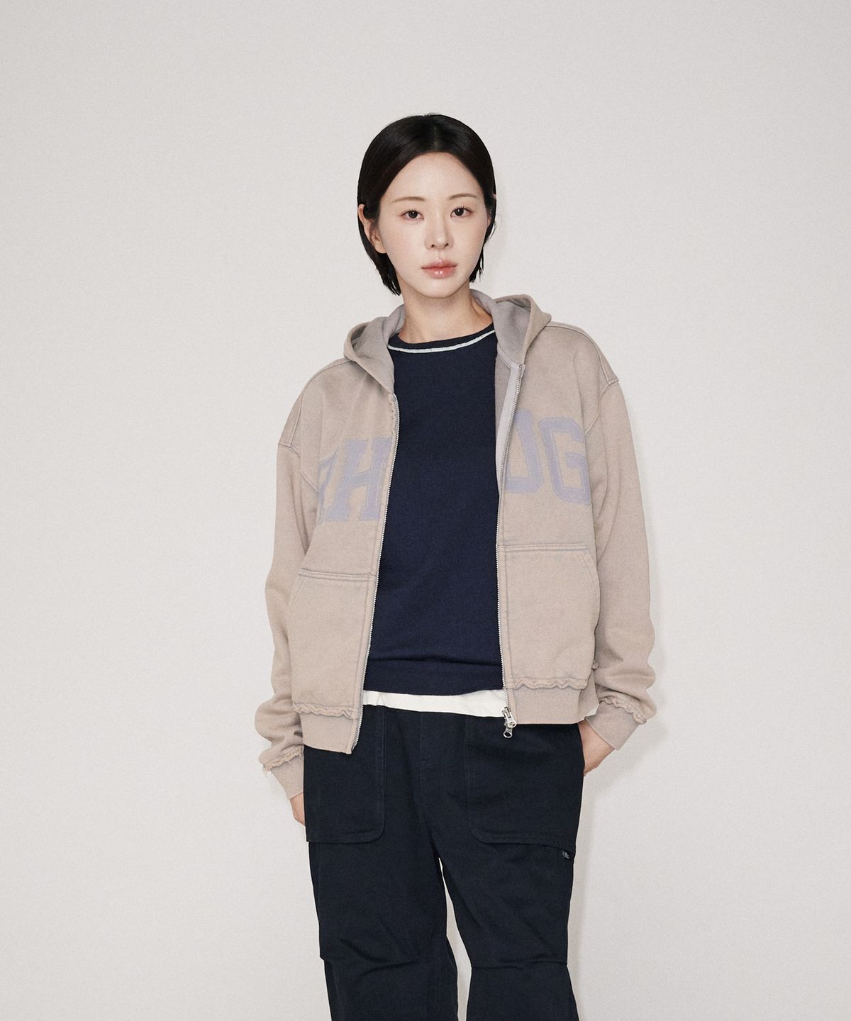 유니버스 가먼트(UNIVERSE GARMENT) 워시드 빈티지 후드 집업_GREY