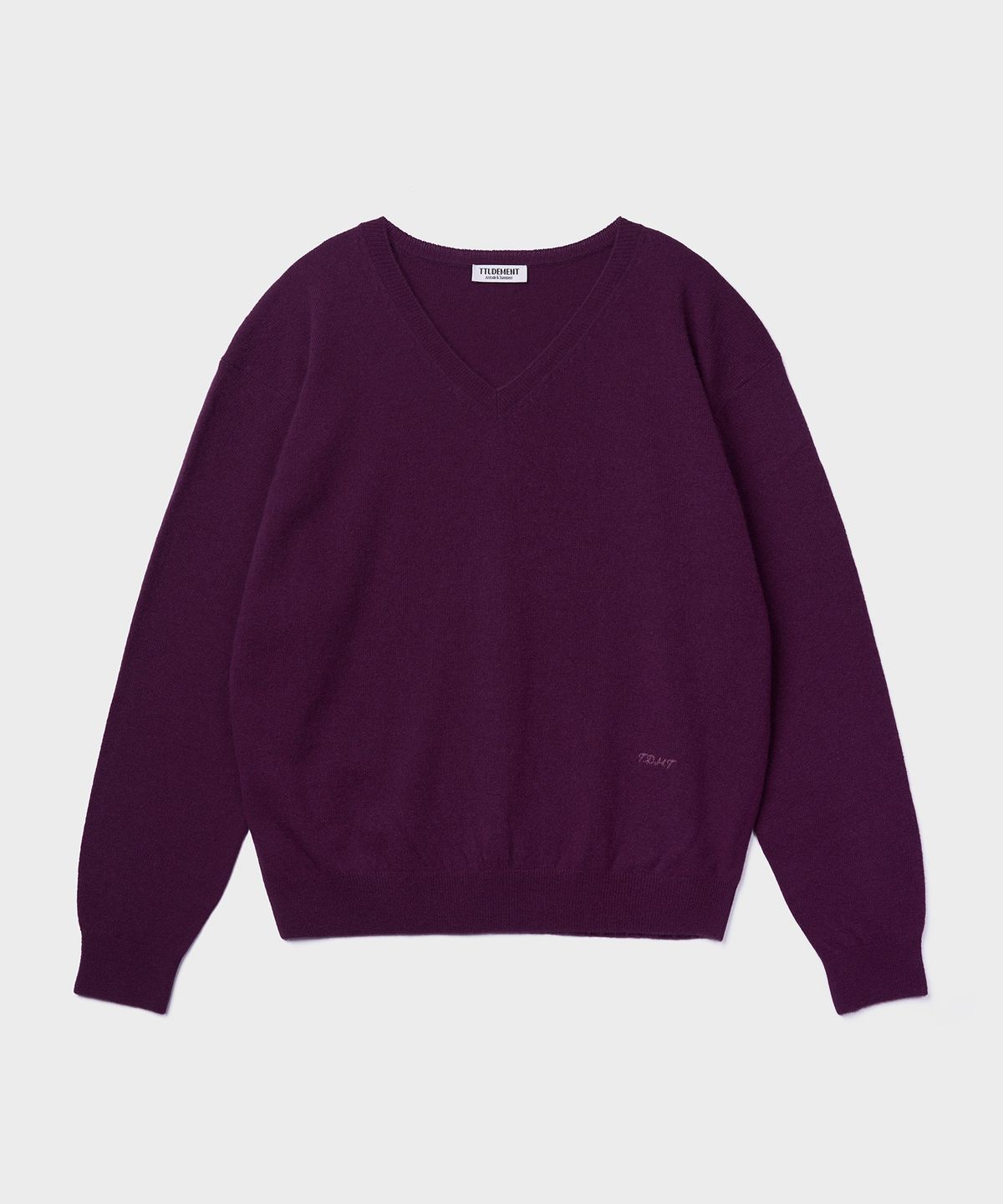 튜드먼트(TTUDEMENT) ESSENTIAL WOOL V-NECK KNIT_GRAPE