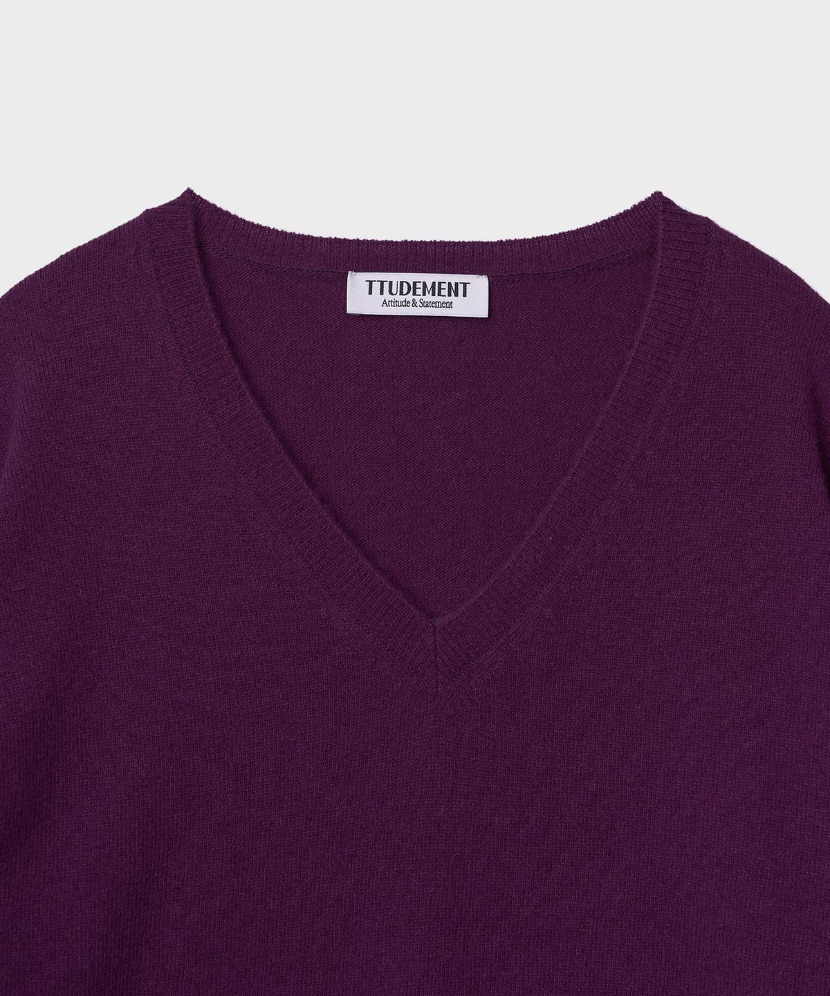 튜드먼트(TTUDEMENT) ESSENTIAL WOOL V-NECK KNIT_GRAPE